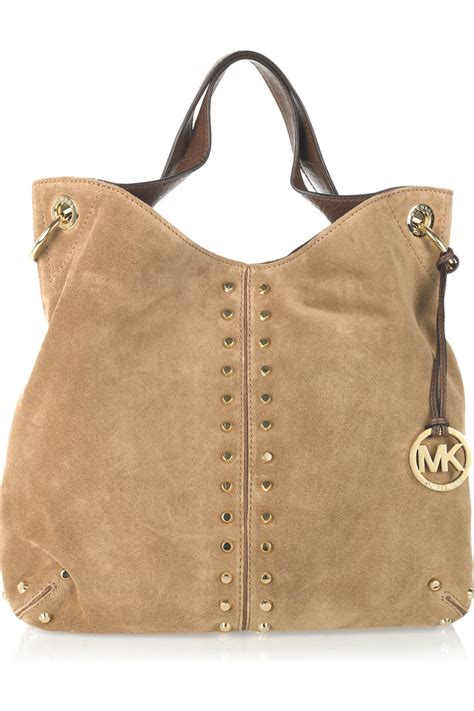 michael kors brown suede tote|Michael Kors brown leather backpack.